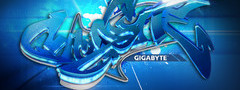 gigabyte, graffiti, синий, блеск