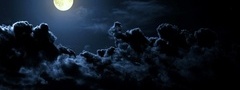 облака, ночь, луна