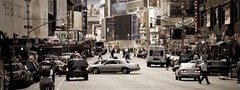 Бродвей, Нью-Йорк, улица, движение, люди, машины