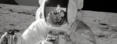 космонавт, луна, отражение
