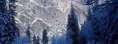 зима, горы, речка, снег