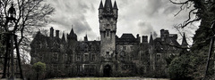 замок, мрак, башня, дорога, грязь, архитектура, готика