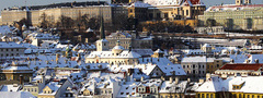 Прага, зима, город, дома, снег
