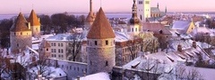 крепость, замок, зима, снег, холод, утро