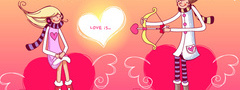 День СВ. Валентина, девочка и мальчик, сердце, любовь