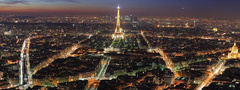 франция, париж, город, ночь, эйфелева башня