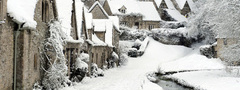 Bibury, деревушка, англия, зима, снег
