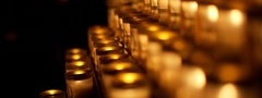 свечи, полумрак, собор, церковь, свечки, огни