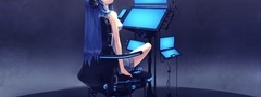 девушка, компьютер