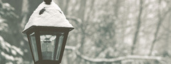 фонарь, парк, лес, зима, снег