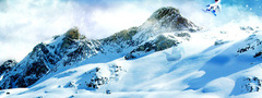 Горы, природа, свет, снег, сноубордист