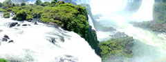 водопад, игуассу, вода, кусты, зелень