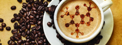 кофе, чашка, зёрна, молекула
