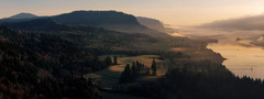 Greg Martin, долина, речка, холмы, горы, холм, деревтя, зелень, небо