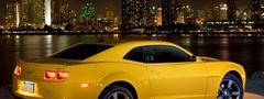 Chevrolet, Camaro, город, ночь, огни