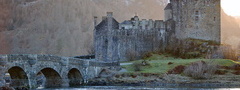 замок, эйлен-донан, шотландия, горы, вода