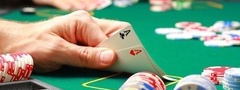 Poker, рука, карты, фишки, стол