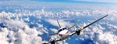 самолет, небо, облака, полет