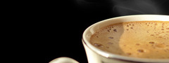 минимализм, черный, фон, чашка, горячий, кофе, пенка