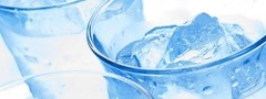 стаканы, синий, лед