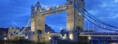 мост, вечер, лондон, tower bridge