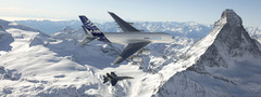 Airbus, A380, полёт, облака