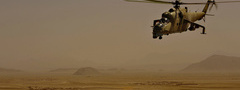 Ми-35, вертолёт, полёт, пустыня