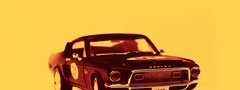 желтый, фон, машина, ford mustang, shelby, 1968