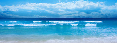 пляж, волны, песок, море, океан, пена, небо, облака, свет