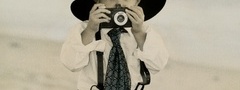 ретро, мальчик, фотограф, фотоаппарат, шляпа, галстук, подтяжки