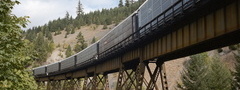 поезд, состав, грузовой, горы, мост