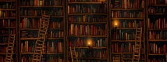книги, лестницы, свечи