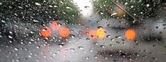 макро, дождь, стекло, капли, машины, фары