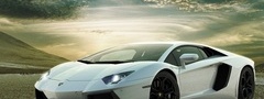 Lamborghini Aventador, небо, вид, тачка
