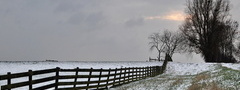 забор, поле, природа, зима, пейзаж