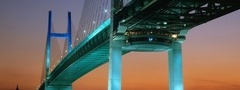 мост, вечер, подсветка