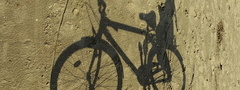 велосипед, тень, стена