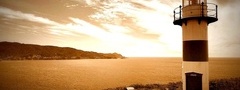 маяк, остров, Вальдивия, Чили, море, свет, сепия