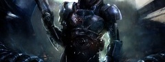Mass Effect, герой, воин, винтовка, бластер, оружие