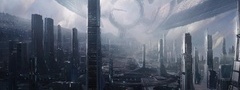 Mass Effect, фантастика, город, космос