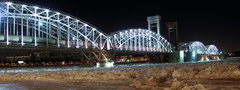 мост, зима, лёд, ночь