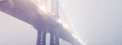 manhattan bridge, new york, winter, lights