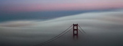 туман, над, мостом, Сан-Франциско