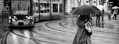 улица, трамвай, дождь, прошлый, век