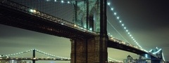 night, brooklyn bridge, lights