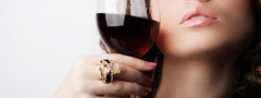 бокал, вино, красное, рука, перстень, глаза