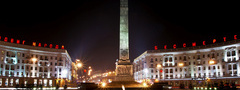 минск, ночь, площадь победы, памятник, город