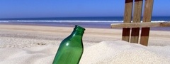 бутылка, песок, пляж