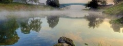 Река, мостик, туман
