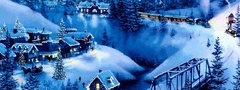 праздник, зима, новый, год, поезд, городок